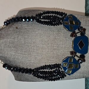 Loulou de la Falaise Elegant Blue/Yellow/Red Statement Necklace 19"